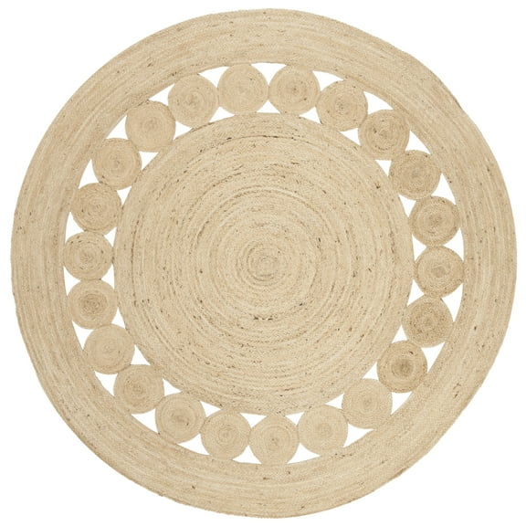 SAFAVIEH Natural Fiber Morgan Solid Area Rug, Ivory, 9' x 9' Round