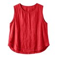 thumbnail image 4 of Besolor Womens Cotton Linen Tank Tops Summer Crewneck Sleeveless Shirts Casual Loose Lightweight Breathable Basic Tees Camis(X-LargeRed), 4 of 6