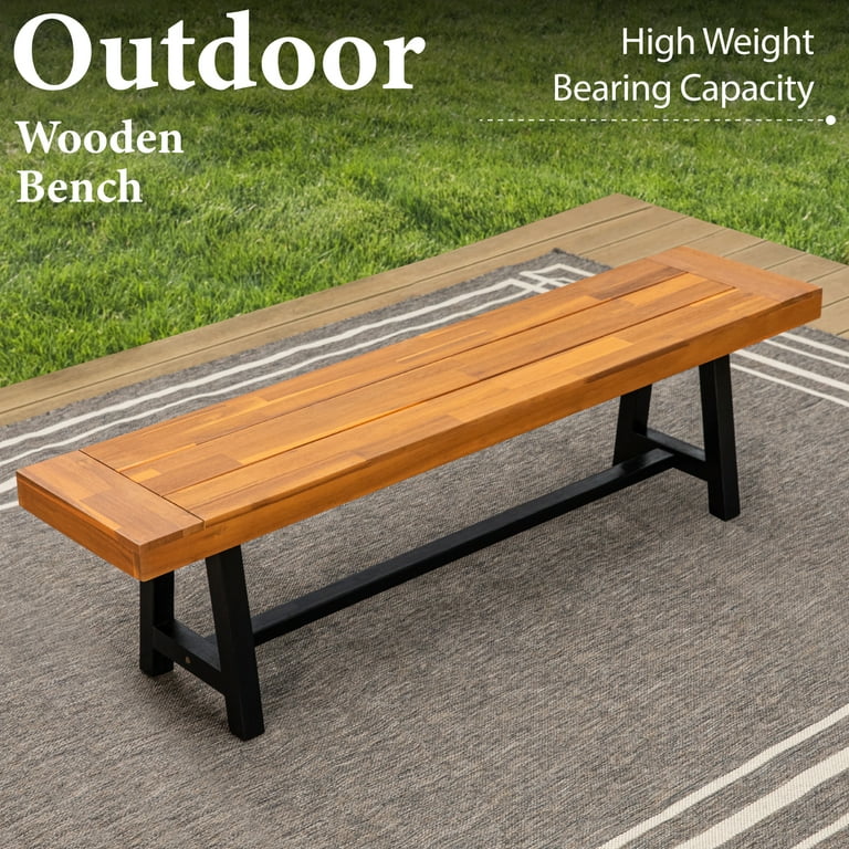 MF Studio Set of 2 Patio Wood Garden Bench Set Outdoor Wooden MF Studio Set of 2 Patio Wood Garden Bench Set Outdoor Wooden