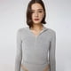 thumbnail image 5 of Sudadera Deportiva de Cuello Alto con Cremallera de un Cuarto para Mujer Gris S, 5 of 10