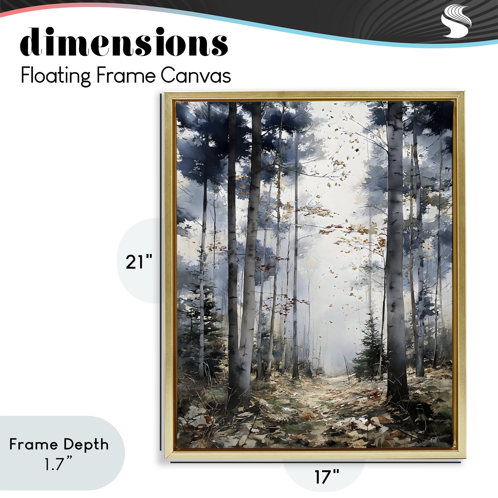 Stupell Industries Cold Woods Birch Forest Gold Framed Floater Canvas Wall Art, design by Franklyn Gregory