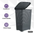 thumbnail image 3 of Laundry Basket, Laundry Hamper with Lid, Large 60-liter Wicker Style Hamper with Cutout Handle, to Storage Dirty Clothes in Washroom, Bathroom, Bedroom, or Dorm Room, Grey Color. By Superio, 3 of 8