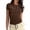Brown, variant on Glisme Fashion Tops For Women Fitted Short Sleeve Basic Tee Slim Fit Shirts Classic Brown Tee