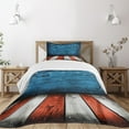 thumbnail image 3 of Ambesonne Prehistoric Country Quilted Bedspread Set 2 Pcs, Rustic Wooden, Twin Size, Pale Grey Blue Orange, 3 of 6