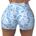 thumbnail image 2 of Daiia Winter Paisley Pattern Pattern Women's Workout Shorts Biker Shorts - High Waisted Workout Spandex Tummy Control Gym Running Yoga Shorts-Small, 2 of 8