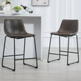 thumbnail image 2 of Set of 2 Adan Iron Frame Dark Brown Faux Leather Counter Stool, 2 of 8