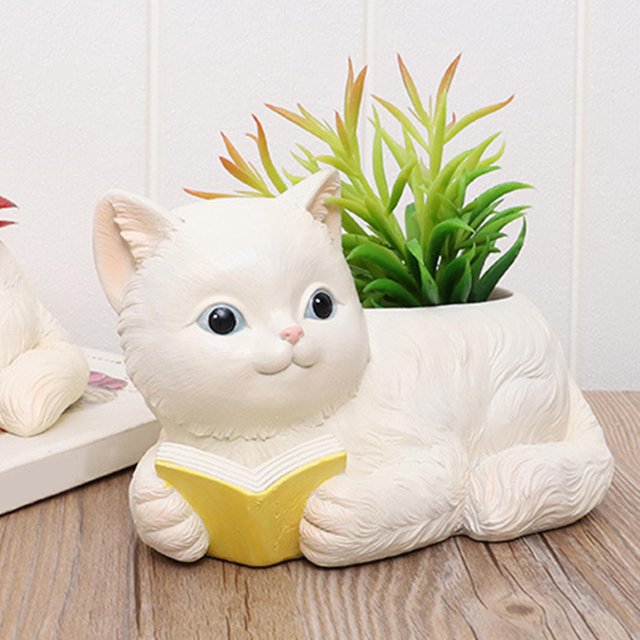 Maceta de Resina con Forma de Gato, Macetas de Suculentas, Contenedor de Bonsái, Maceta de Macetas Suculentas para para Decoració - Style 1 Estilo 1 DYNWAVEMX macetas suculentas