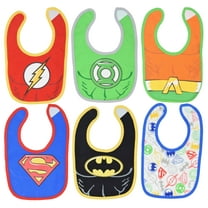 Justice League Baby Boys 6 Pack Bibs Superman Batman Flash Aquaman Green Lantern