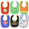 Justice League Baby Boys 6 Pack Bibs Superman Batman Flash Aquaman Green Lantern