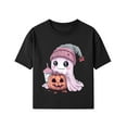 thumbnail image 3 of NAISIBABY Girls Halloween T-Shirt, Round Neck Funny Ghost Prints Short Sleeve Pullover Festival Tees Black M, 3 of 4