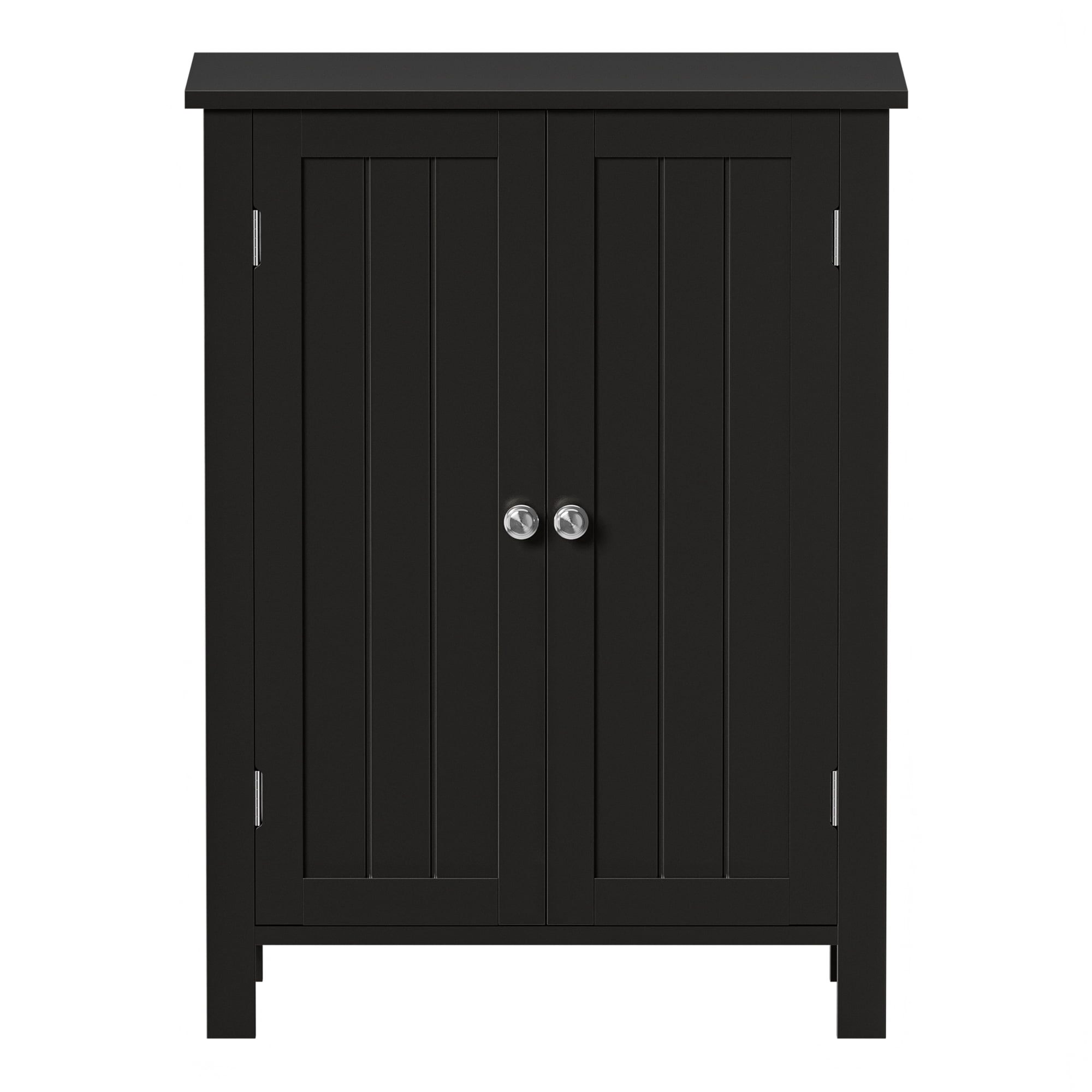 HomGarden 2-Door Bathroom Floor Storage Cabinet Side Cupboard W/ Adjustable Shelves, Black