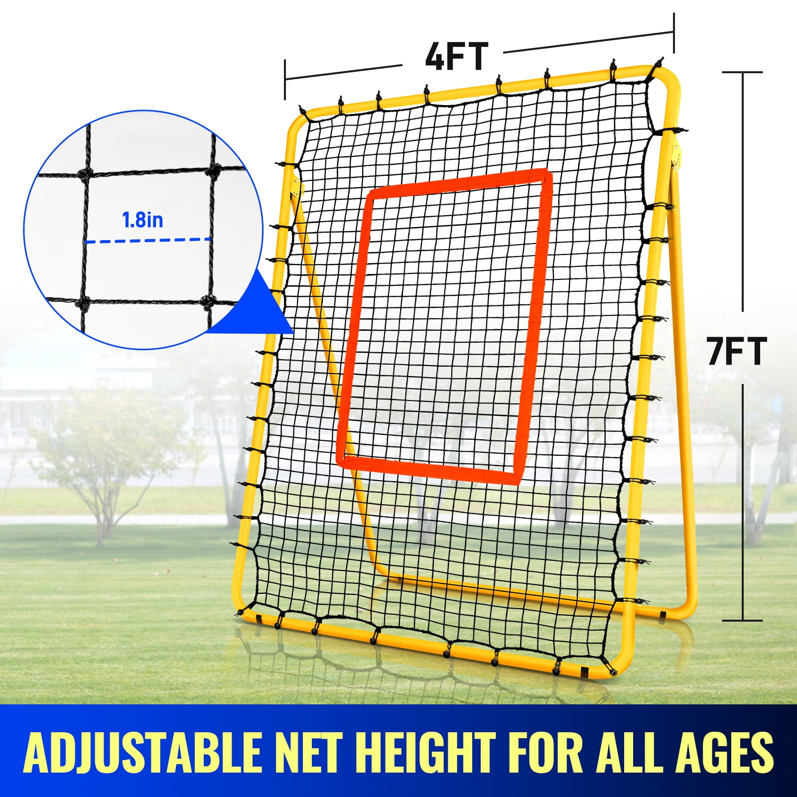 ‌FITPLAY 7x4 FT Volleyball Rebounder Net, 5 Adjustable Rebound Angles Volleyball Training Equipment