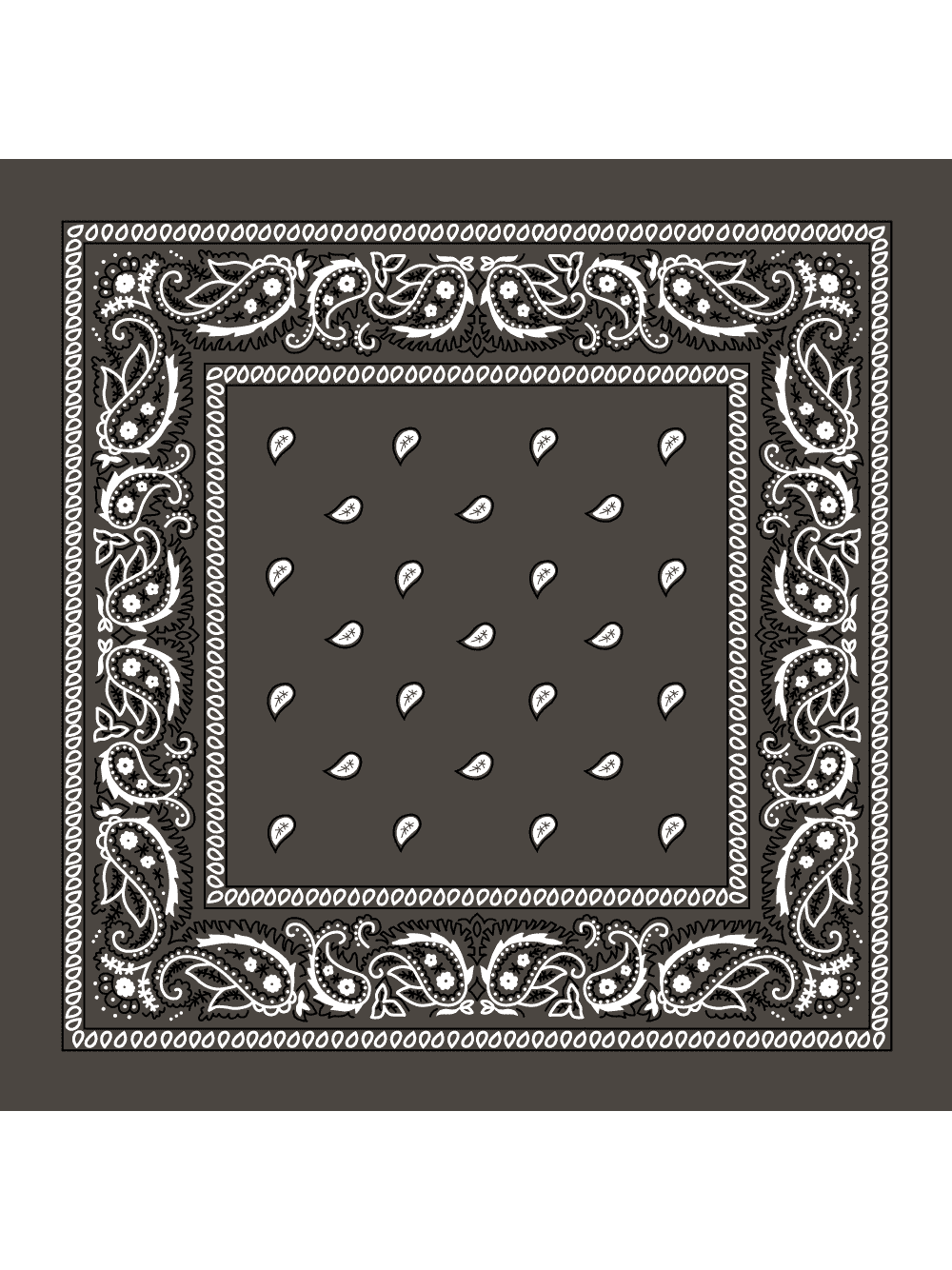 BANDANA Dark Grey Paisley Bandana Single Piece 14x14