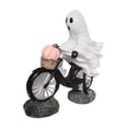 thumbnail image 2 of Escultura de fantasmas con decoración de ciclistas y calabazas rosas, regalo de Navidad, estatua de resina para dormitorio, fiesta, hogar, estantería, 2 of 9