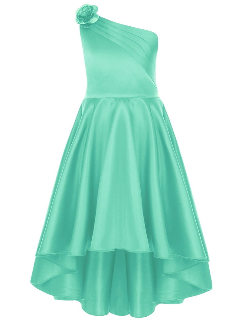 vastwit Kids Girls One Shoulder Junior Bridesmaid Dresses Sleeveless Wedding  Flower Girl Dress Turquoise 4 - Walmart.com