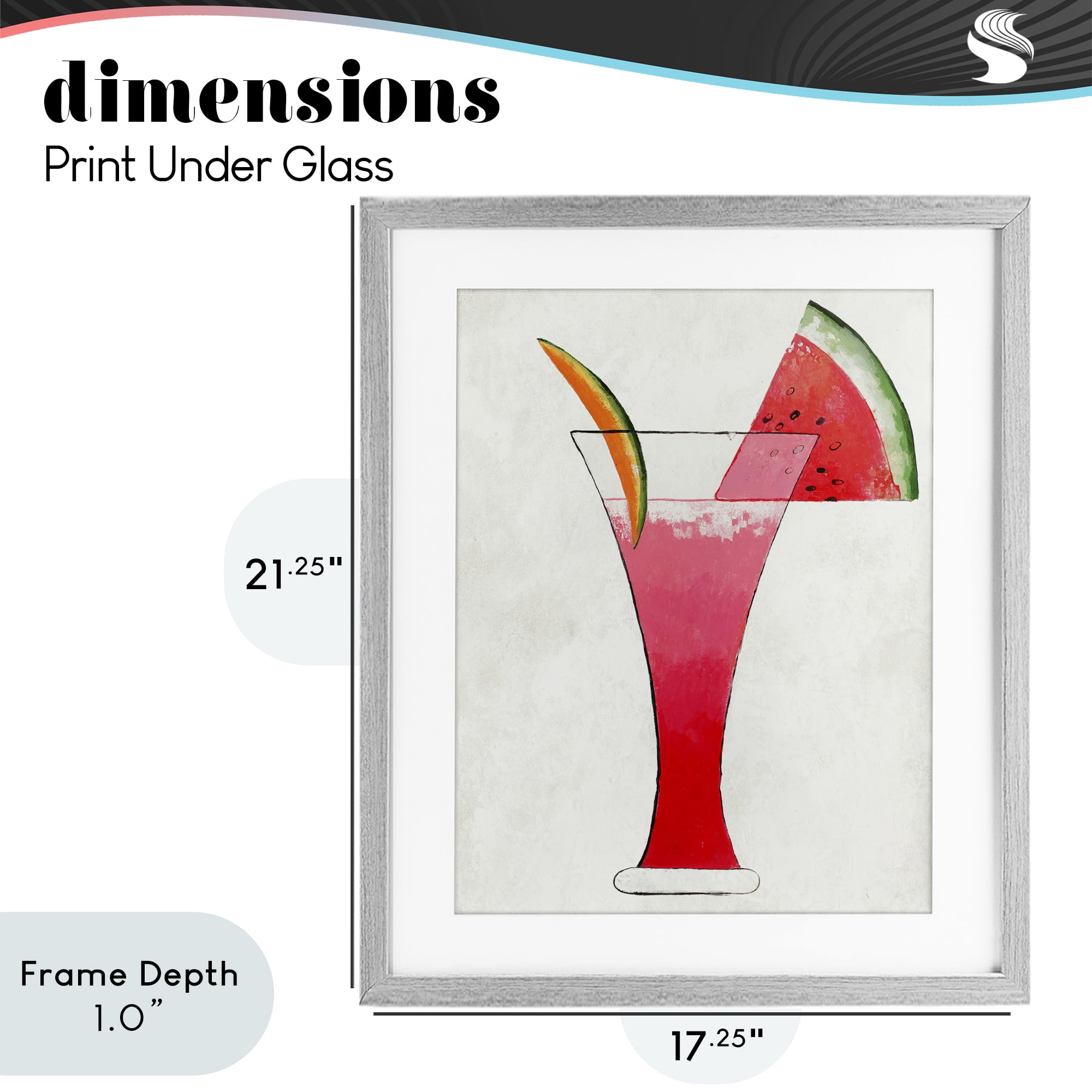 Stupell Industries Summer Cocktail Watermelon Slice Gray Framed Print Under Glass, design by Lorenzo Collective