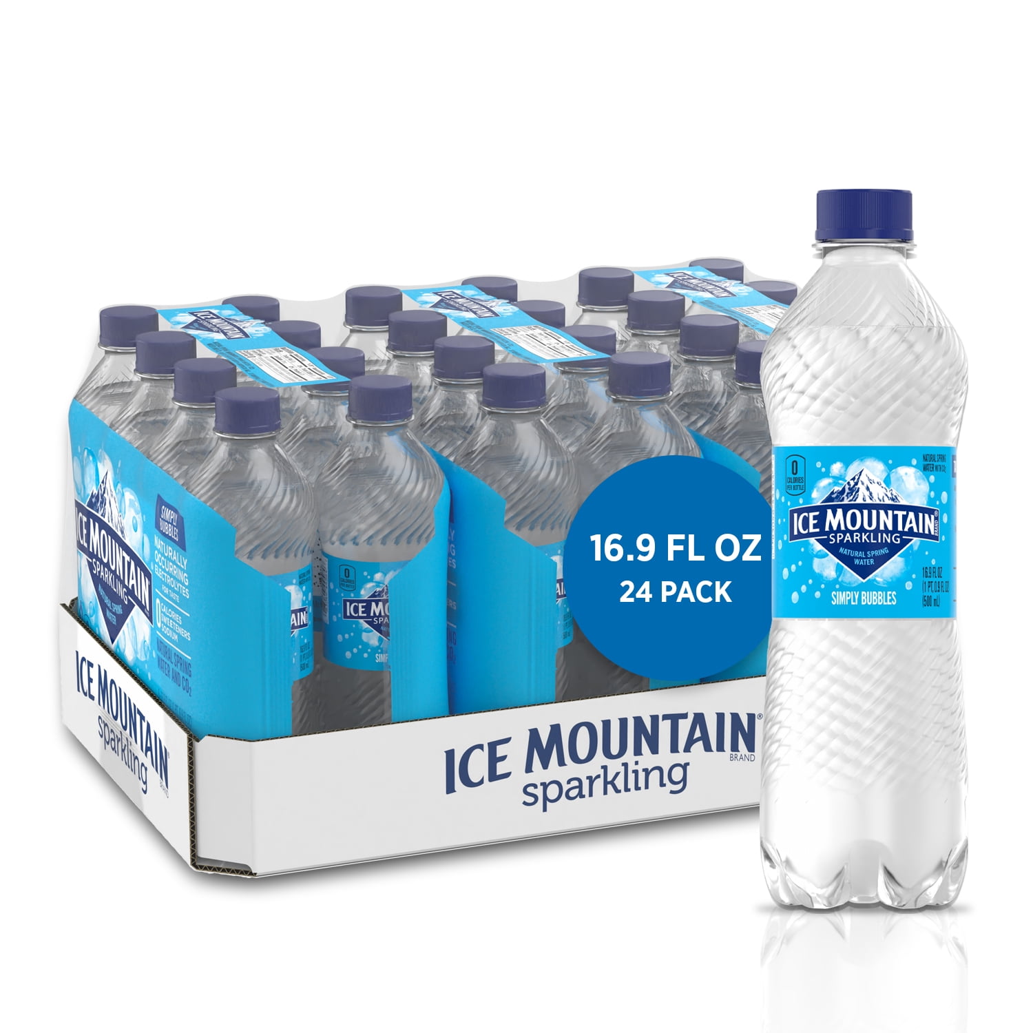 Ice Mountain Sparkling Water, Simply Bubbles, 16.9 oz. Bottles (24