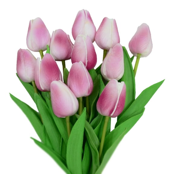 12PCS White Tulips Artificial Flowers,Real Touch Flowers Artificial White Flowers,Tulips for Decoration Fake Tulips,Fake Flowers Arrangements Faux Tulips for Home/Holiday Decoration(Pink)