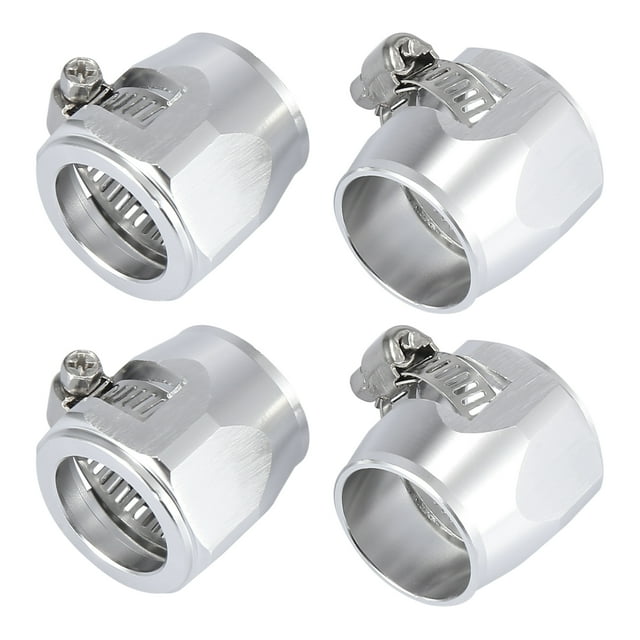Unique Bargains 4pcs AN12 Hex Gold Tone Car Hose Finisher Clamp Adapter Line End Cover Connector