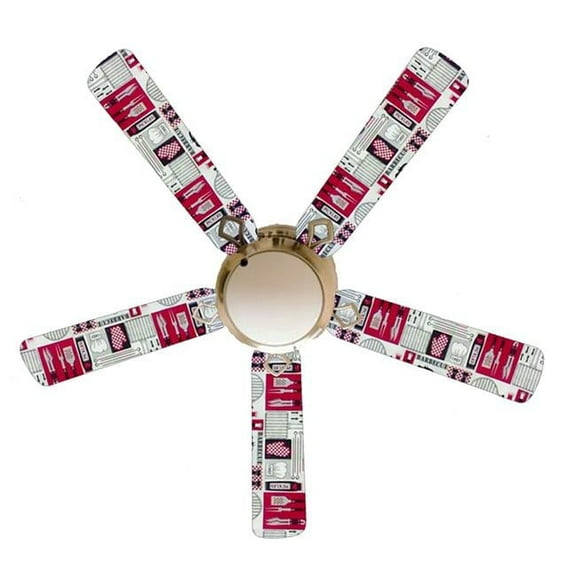 888 Cool Fans F52-0001124 52 in. Vintage Style Barbeque Barbecue Grill 5-Blades White Ceiling Fan with Lamp
