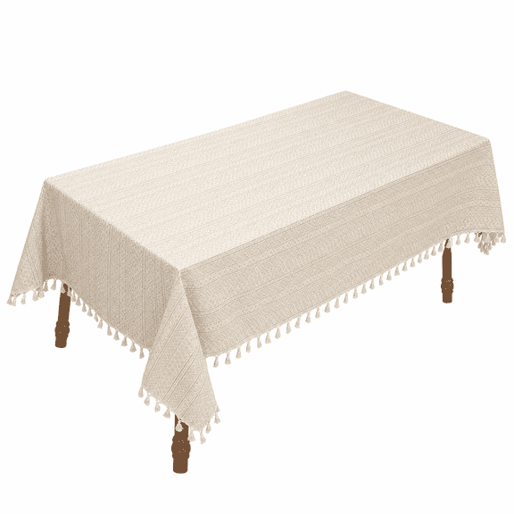 Lace Tablecloth Cotton Linen Blend Farmhouse Vintage Table Cover Hollow-Out Crochet Decorative Tablecloth for Dining Kitchen Party 55 x 55 Inch
