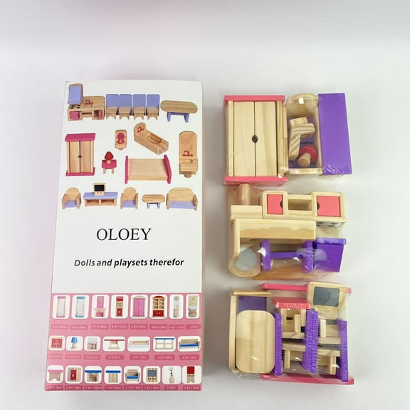 OLOEY Dolls and playsets therefor,Wooden Dollhouse Furniture, 1:12 Scale Doll House Furnishings, Dollhouse Accessories