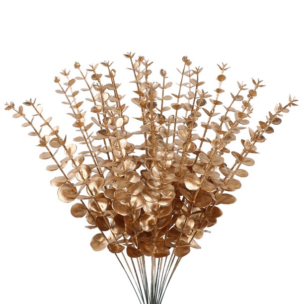 Xiao Hua 24 tallos artificiales de eucalipto con hojas de tacto real, ideales para ramos de boda, centros de mesa y decoración del hogar (verdes)
