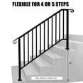 thumbnail image 5 of 2 Pack 5 Step Handrails for Outdoor Steps, Fits 4 or 5 Steps Wrought Iron Stair Railing, Metal Hand Rail with Installation Kit, Staircase Handrails for Concrete, Porch, Deck, Exterior Steps, Black, 5 of 18