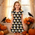 thumbnail image 2 of Yuncity Girls Halloween Dress Crew Neck Ruffle Sleeve Cute Ghost Pumpkin Print Sweet Casual Nightdress Size 3-4 Years Black, 2 of 5