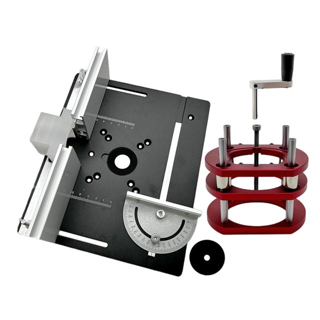 Wweixi Router Lift Table Base Router Table Wood Milling Insert Plate Board Trimmer Engraving Guide Woodworking Work Bench 3 pcs/Black+Base