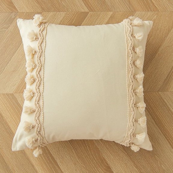 Zhuge home decoration pillow, home pillow tassel geometric pattern minimalist living room sofa cushion decoration pillow (horizontal tassel)