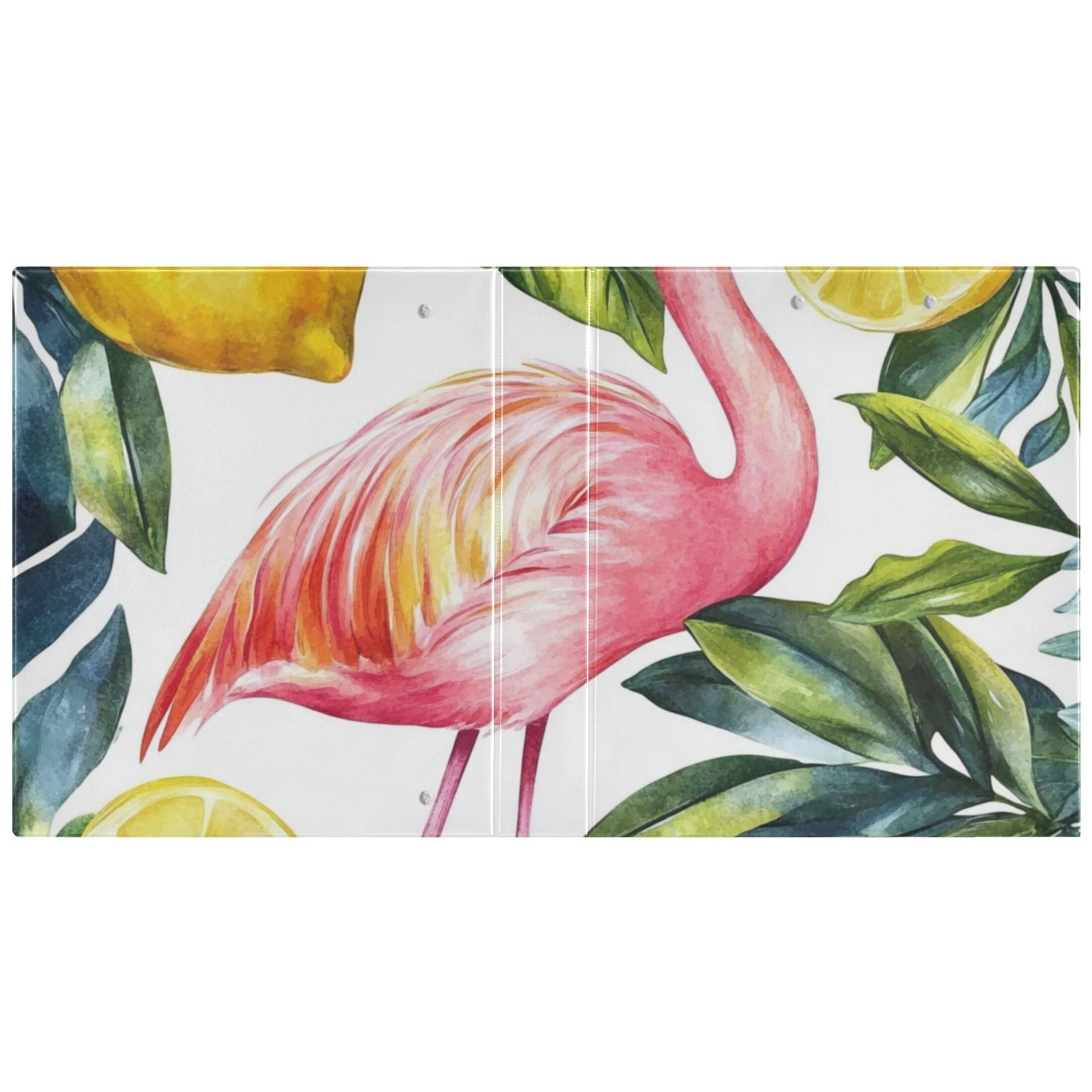 Flamingo Leaves Lemons 3 Ring Binders 1.5 inch Hardcover File Folders with Interior Pockets A4 Size Organizer for School Office Hospital