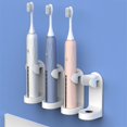 thumbnail image 3 of Soporte para cepillo de dientes eléctrico, organizador de pasta de dientes, estante de almacenamiento para baño adhesivo blanco, 3 of 9