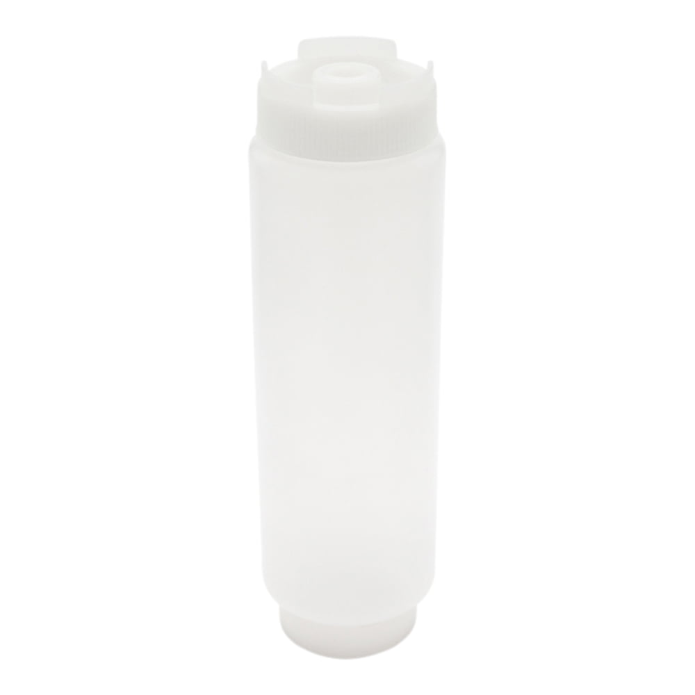 First In First Out 16 oz Clear Plastic Squeeze Bottle Inverted