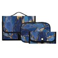 thumbnail image 3 of 3-Piece Travel Toiletry Bag Set, Hanging Wash Bag with Makeup Bag & Brush Case,Waterproof Cosmetic Organizer for Travel, Gym & Home Kintsugi Waves Of Sapphire, 3 of 10
