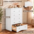 thumbnail image 5 of Homall 5 Drawer Chest for Bedroom, Modern Tall Dresser with Smooth-Gliding Drawers, White, 5 of 7