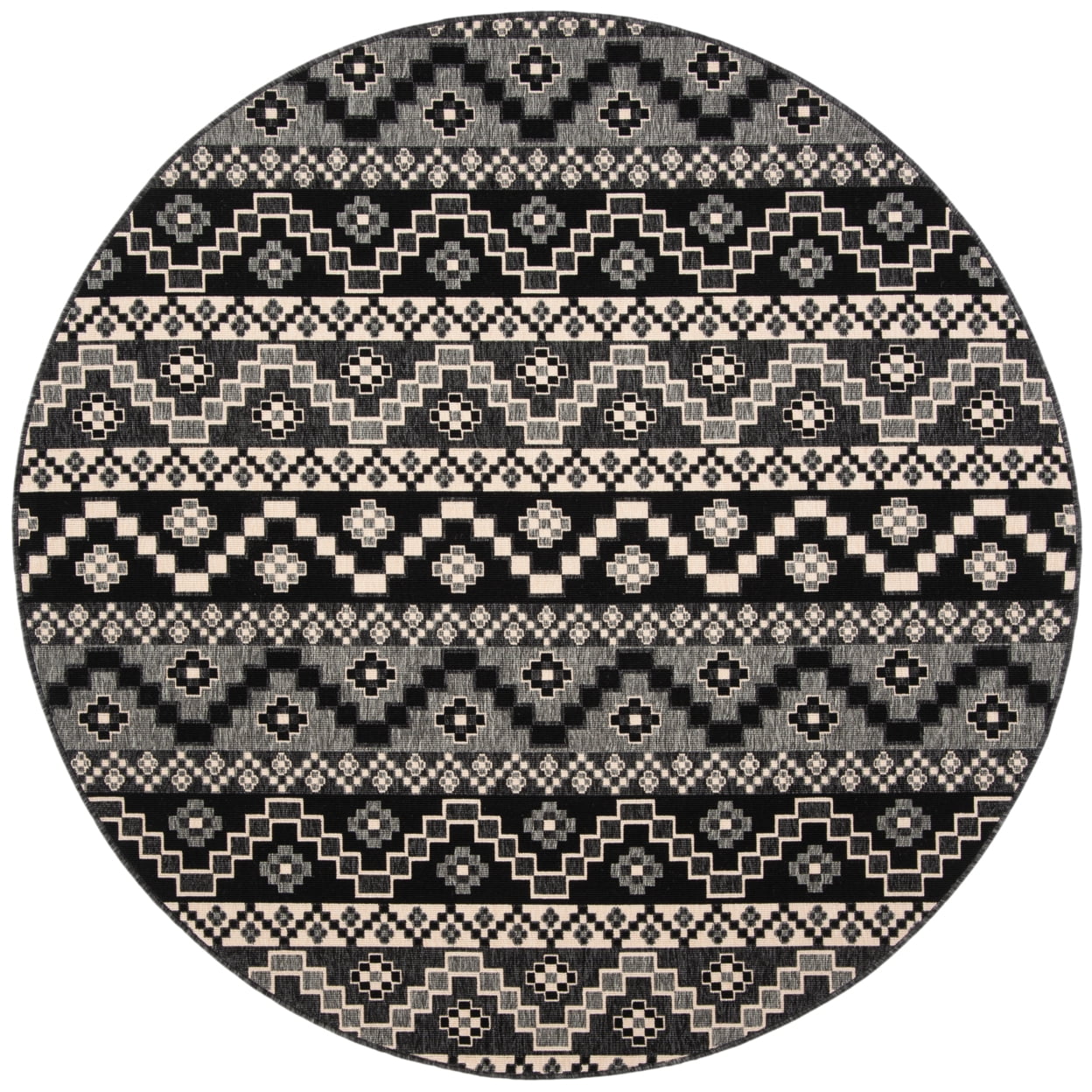 SAFAVIEH Veranda Luwig Southwestern Indoor/Outdoor Area Rug, 4' x 5'7", Black/Beige