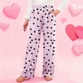 thumbnail image 2 of NAISIBABY Girls Wide Leg Pants Size 8, Elastic Waist Heart Prints Loose Soft Loungewear Kids Home Sleeping Pants (5-16T), 2 of 7