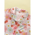thumbnail image 4 of Qiylii Toddler Girl Floral Silk Pajamas Short Sleeve Button Shirt and Shorts 12M 18M 2Y 3Y 4Y 5Y 6Y Summer Satin Pajamas Set, 4 of 9