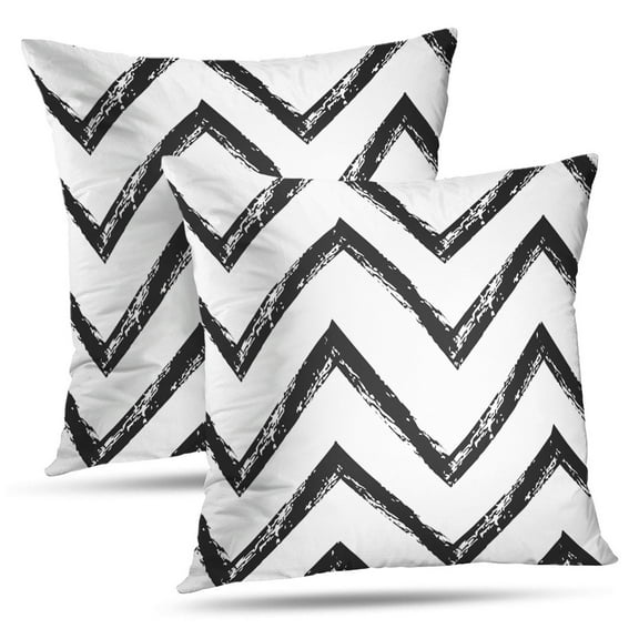 LALILO Throw Pillow Covers Zigzag Black Chevron Color Creative Chevron Cushion Cover 18" x 18", 2 Pack