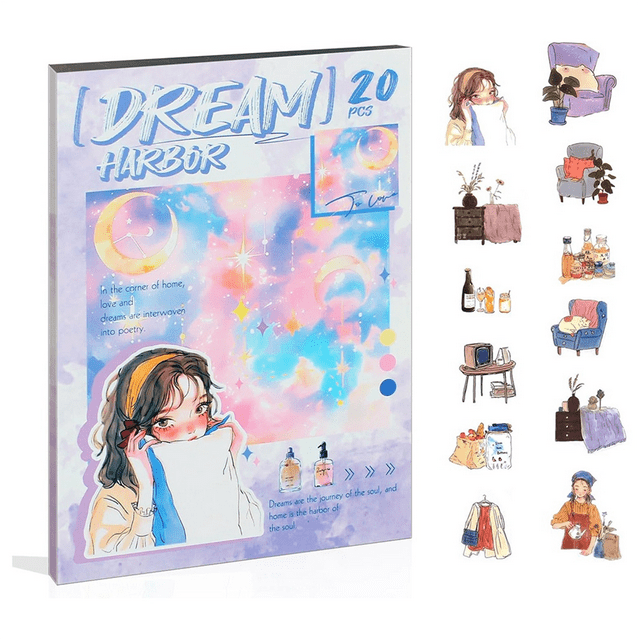 Women Journal Sticker Book, PET People Stickers for Journaling, Scrapbooking, Junk Journal Supplies Dream Harbor,1 * Journaling Stickers kit