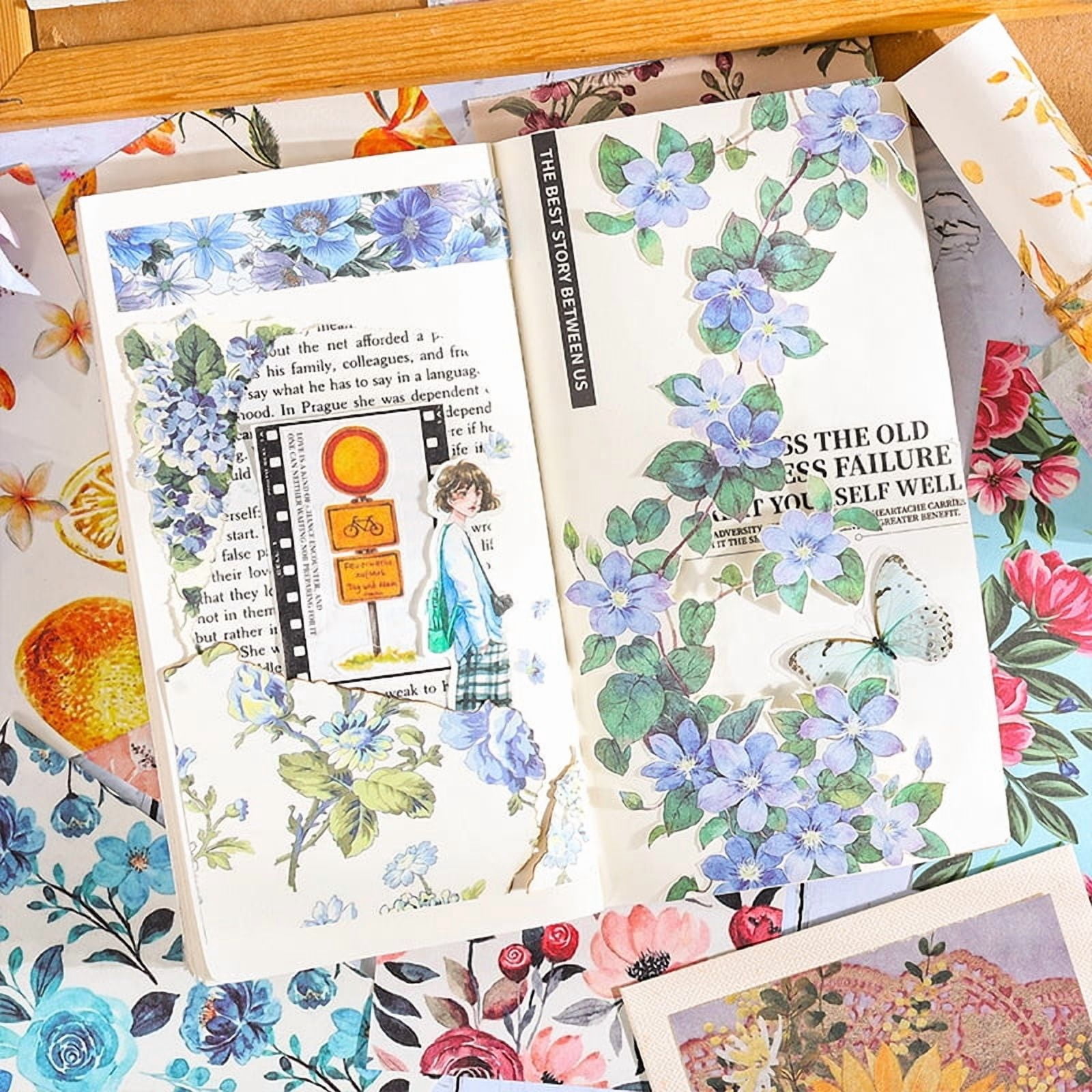 100 Sheets Yuezhen Forest Garden Scrapbook Paper - Creative Vintage Floral Stickers for Kids and Journals