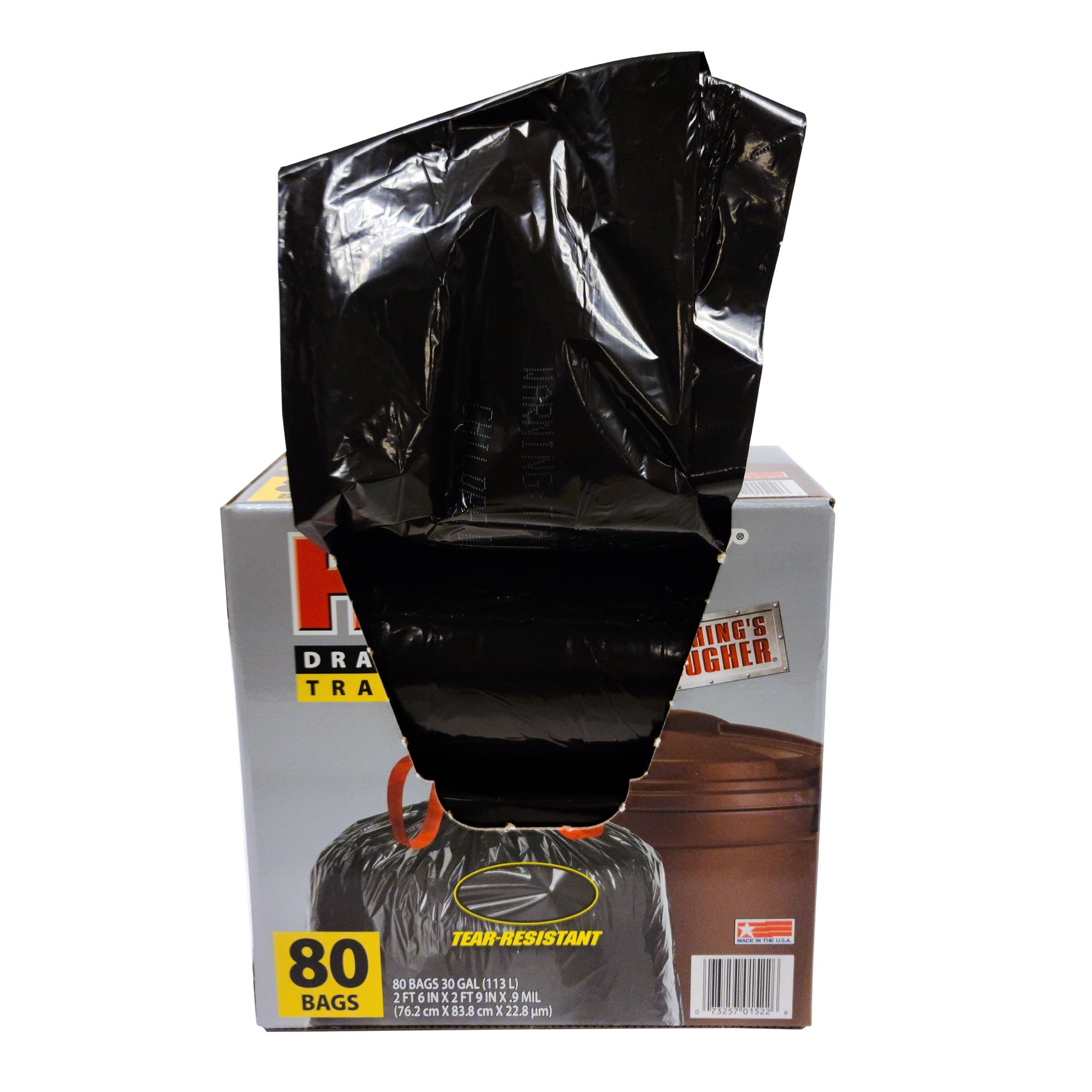 20-30 Gallon Black Drawstring Trash Bags - 1.2 Mil