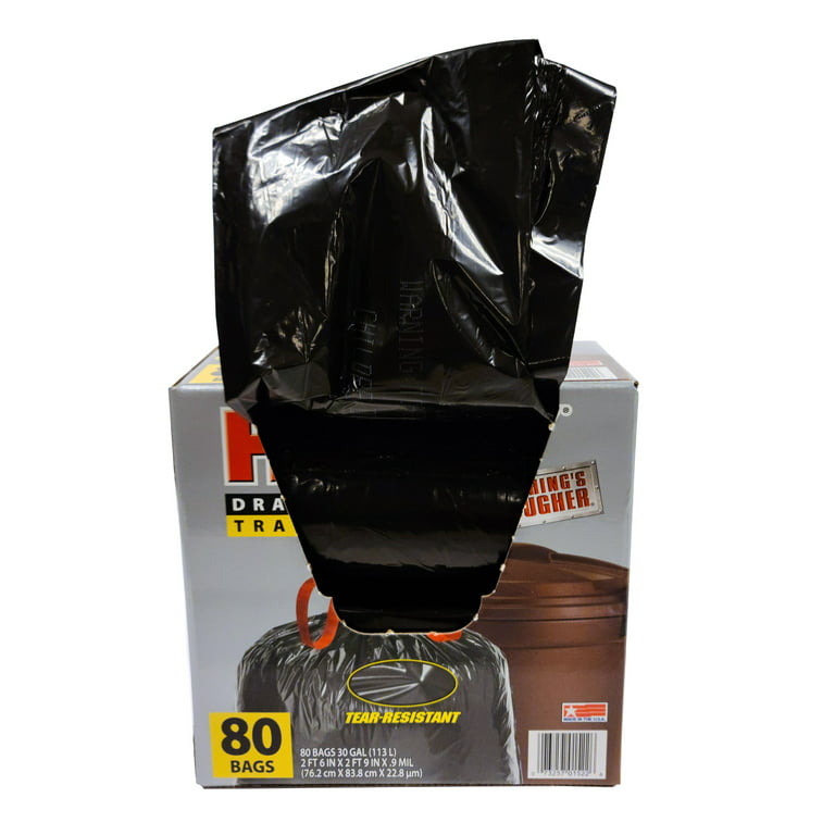 20-30 Gallons 1 Mil Black Low Density Trash Bags 16x14x36 - 250 Bags/Case