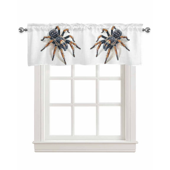 Modern Animals Print Kitchen Valances for Windows Farmhouse Linen Window Valance Curtain for Living Room Window Treatment Watercolor Chic Spiders Valance Rod Pocket Topper Drape, 42 x 18 Inch