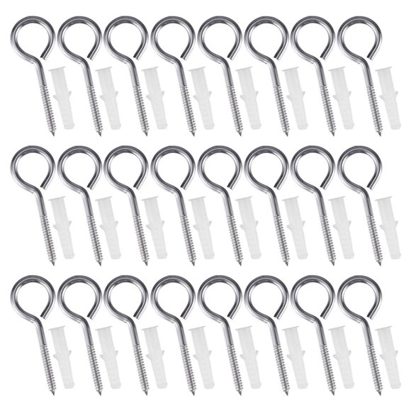 WRISTBIQUE 1 Set of Eye Screws Heavy Duty for Fixing in Silver Stainless Steel