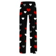 thumbnail image 3 of BLTIBY Women Valentine's Day Pajama Pant Autumn Spring Love Printed Comfy Lounge Wide Leg Fashion Casual Stretch Palazzo Pj Bottoms Trousers with Pockets Black 6 XXL, 3 of 4