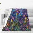 thumbnail image 1 of Fotbe Cosmic Purple Irises Manta de Franela Acolchonada con Estampado, Súper Suave y Esponjosa, Extra Grande para Sofá, Cama, Uso Todo el Año-40"x30", 1 of 7