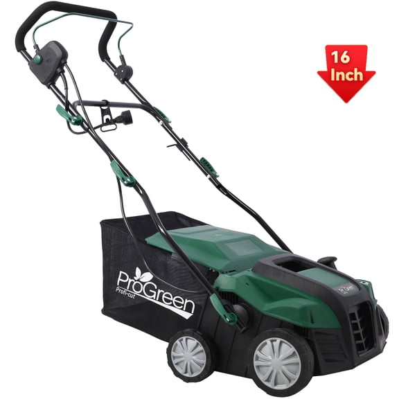 Garden Scarifier, 2-in-1 16INCH Dethatcher Scarifier,15 Amp Electric Lawn Dethatcher,Removable Collection Bag extra large 58QT