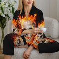 thumbnail image 6 of Pajamas for Women Set - Satanic Skull Flames Darkness Comfy Long Sleeve Button Up Pajama Sets for Women 2 Piece, Soft Sleepwear Nightwear Pjs Lounge Sets for Women with Pockets, 6 of 6